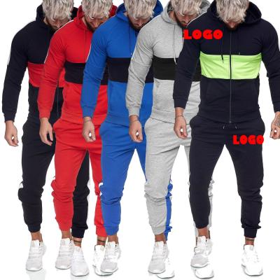 China Custom Sublimation Patchwork Mens Hoodie And Jogger Set Breathable Men Jogging 2 Piece Suits Wholesale for sale