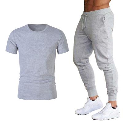 China High fashion QUICK DRY men's short sleeve set two piece set T-shirt crop top sweatsuit and long pants for sale