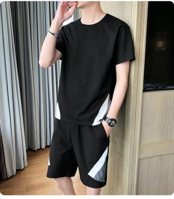 China 2021new Summer Men's Suit Breathable Short Sleeve T-shirt Handsome Stretch Clothes Sweatsuit for sale