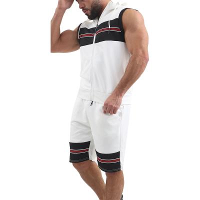 China Breathable Wear Mens Summer Jogging Sweatsuit Sets Zipper Sleeveless Sportswear And Shorts Mens Set Two Pieces for sale