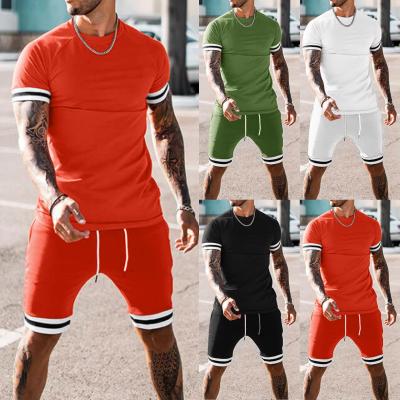 China Custom Slim Fit 2 Logo Sportswear Wear Shorts Jogging Tracksuit Mens Breathable Tracksuit Two Piece Set For Men Cotton Sweatsuit for sale