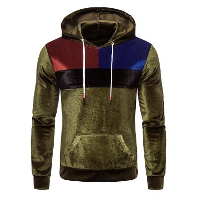 China Custom Color Blocked High Quality Mens Velvet Hoodies Warm Autumn&Winter Anti-Shrink Hooded Long Sleeve For Men for sale