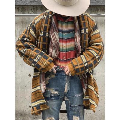 China Anti-Wrinkle Product Hot Selling Men's Sweater Plaid Knitted Longsleeve No Hooded Men's Cardigan Sweater Coat for sale