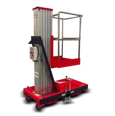 China 26.65 ft 286 lb Aluminiumlegering enkelmast luchtwerk hefplatform Mobile Lift Platform Te koop