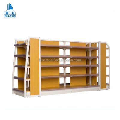 China Double Sided Low Price Stands Supermarket Fruit And Vegetable Wooden Display Rack for sale