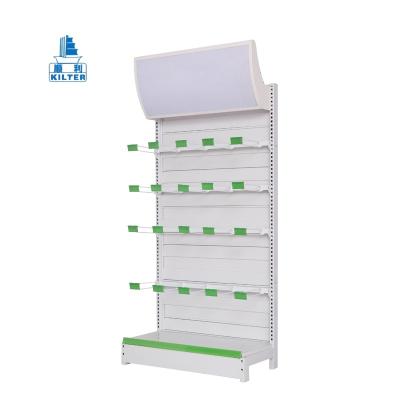 China Single Sided / Double Sided Metal Shelving Rack Mesh MDF Melamine Gondola Shelf for sale