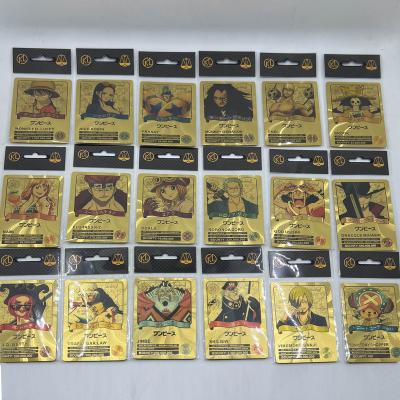 China Japan 18 Designs Gold One Piece Wanted Cards With Exquisite Figure Luffy Zoro Sanji Nami Chopper Japan Anime KL Bags Collectible Gifts for sale