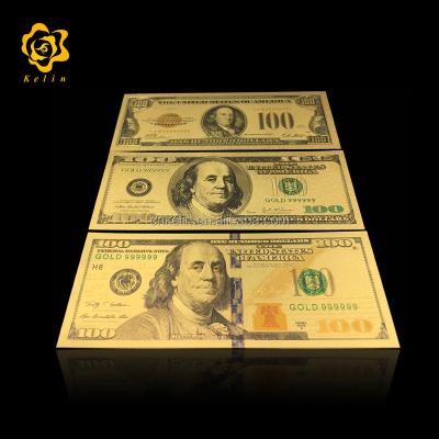 China Europe Art Crafts Colorful New America 100 American Dollar 24K Gold Banknote Souvenir Items New for sale