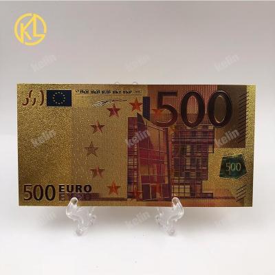 China Europe 24K Gold Foil Euro 500 Banknote Money For New Year Gifts Money WITH PLASTIC HOLDER for sale