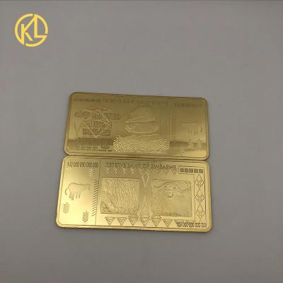 China Hot Sale Africa Zimbabwe One Trillion Banknote Metal Coin Zimbabwe Bar Gold Challenge Coin Collection for sale