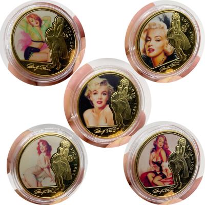 China Marilyn Monroe Gold Europe Star Woman Commemorative Antique Collectible Coins Pretty Coin Super Lady Challenge Belle Invents Gifts for sale