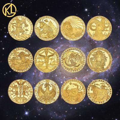 China Japan Twelve Zodiac Constellations Gold Plated Coin Collectable Original Coins Challenge Set Coin Holder Creative Gift for sale