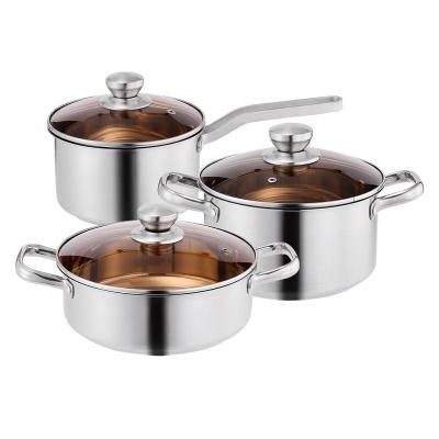 China High Quality Cookware Stocked Sets Bottom Capsule Stainless Steel Cooking Pots 18cm 22cm 24cm for sale