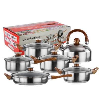 China 2021 sustainable hot sale stainless steel cookware sets 12pcs cooking pot for sale