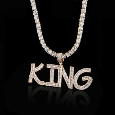 China Hip Hop Hip Hop Jewelry Iced Out A-Z Initial Combine Custom Wand Letter Pendant Name Tennis Necklace for sale