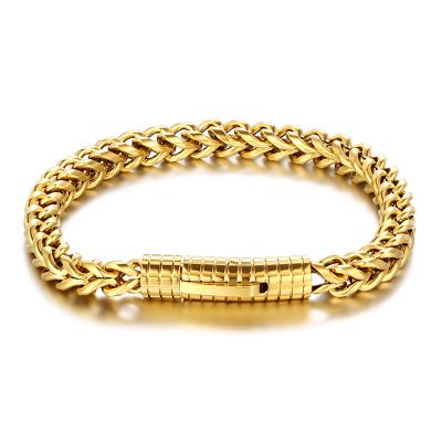 China Hiphop Hip Hop 6MM Miami Cuban Round Bracelet 18K Stainless Gold Plated Bracelet for sale