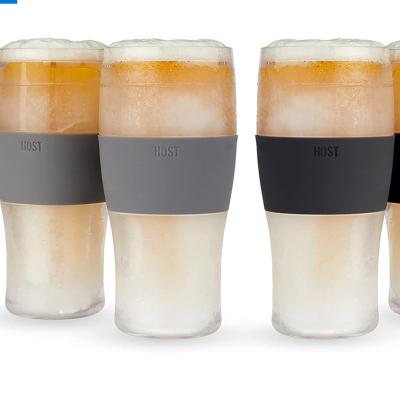 China Gray Double Wall Black Disposable 16 oz Plastic Freezer Freezer Fridge Pint Glass for sale