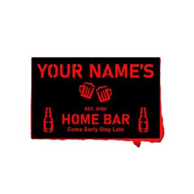 China Custom home decoration disposable rectangle bar bar neon led light up sign with name for sale for sale