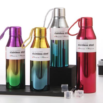 China Viable Wholesale Hot Selling Gradient Color Thermos Mug Outdoor Sports Water Cup Colorful Stainless Stainless Cup Red Wine Bottle With Rope for sale