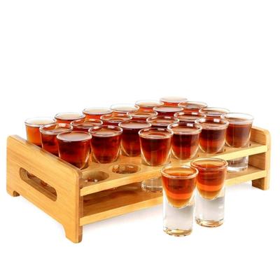 China Wholesale Mini Shot Glass 0.5oz/15ml 24pcs Clear Disposable Shot Glass Holder Set For Tequila Whiskey Vodka for sale