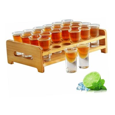 China Hot Sale Disposable 24pcs 0.5oz/15ml Mini Shot Glasses With Wooden Holder for sale