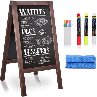 China Disposable Outdoor A-Frame Wooden Menu Chalk Board with Cleaning Cloth and 3 Chalk Markers for Wedding Restaurant or Business for sale