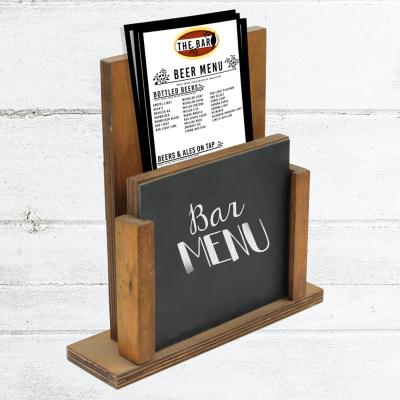 China Disposable Custom Logo Wooden Mini Table Menu Holder With Chalk Board For Restaurant for sale