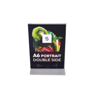 China A6 Disposable Desktop Counter Acrylic Double Sided Menu Holders For Restaurants Sign Board for sale