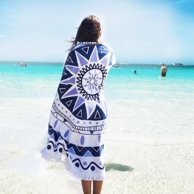 China Free Printing Amazon Sale Microfiber Quick Sand Round Beach Towel Hot Safe For Kids Drying For Traveling for sale