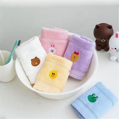 China Viable Wholesale 100% Pure Cotton Small Size Children's Embroidered Hand Towel for sale