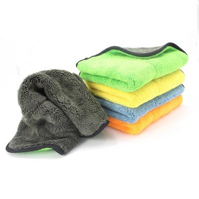 China Double Layer 840GSM Plush Car Wash Microfiber Towel Luxury Absorbent Child Safe Towel Car Cleaning Drying for sale