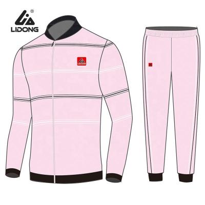 China Custom clothing makers QUICK DRY long sleeve high quality men's brand skinny tracksuit pink white for sale