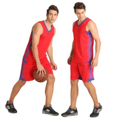 China 2020 New Latest Design Color Basketball Tank Top Breathable Red Men And Kid Fasion Basketball Wear Set for sale