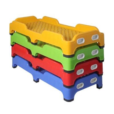 China Nap Bed Colorful Preschool School Furniture Kindergarten Stackable Plastic Bed for sale