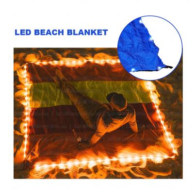 China Nylon Customize Portable Soft Nylon Size Sand Free Beach Outdoor Blanket With 8 Modes LED Lights for sale