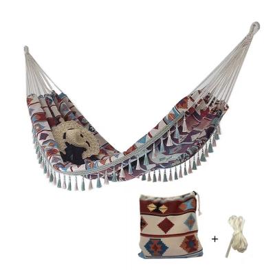 China Bosnia Eco-Friendly Soft Vintage Bed Swing Hammock Macrame Fabric Cotton Canvas Nordic Style For Indoor Backyard Patio Hamaca for sale