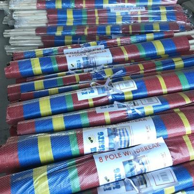 China 4/5/6/8/10 Pole Beach Anorak Windproof Camping Screening Privacy Beach Barrier Colorful Rainbow Stripe With Wooden Pole for sale