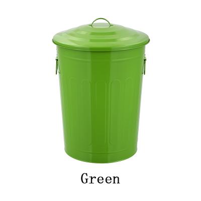 China Outdoor Kitchen Iron Sheet Trash Can 64L Trash Can With Lid Metal Kitchen Custom Trash Bin for sale