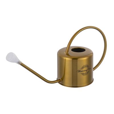 China Modern Design Black Silk Screen Metal Long Nozzle Power Coated Spray Water Can Garden Metal Watering Can for sale