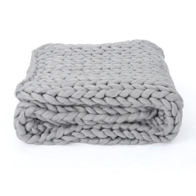 China Super Soft Cozy Big Yarn Polyester Handmade Chunky Knit Baby Blanket for sale