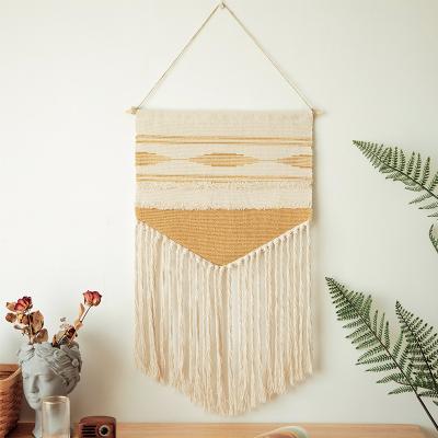 China Bohemian chic handmade tapestry nordic geometric wall hanging woven by macrame home for sale