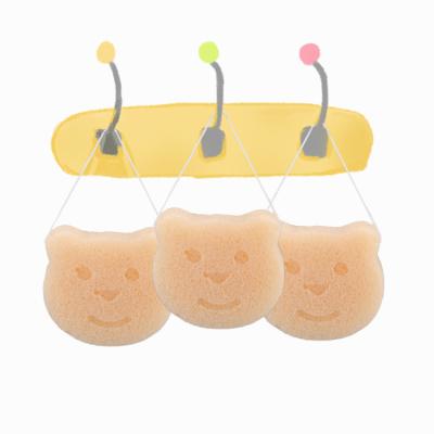 China All Natural Cute Bear Shape 100% Natural Kids Bath Konjac Sponges Baby Infused Natural Konjac Sponge For Bathing And Face Cleaning for sale