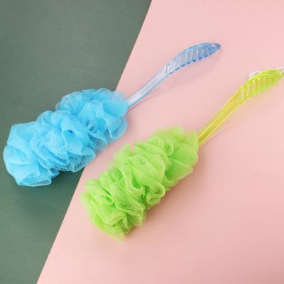 China EXFOLIATE Mauri Promotional Multicolor Body Rubbing 2022 Exfoliating PE Plastic Mesh Bath Scrubber Sponge With Long Handle for sale