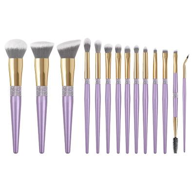 China Custom Logo Tool High Quality Vegan Soft 14 Pcs Silky Synthetic Hair Luxury Cosmetic Luxury Professional Set Brush for sale