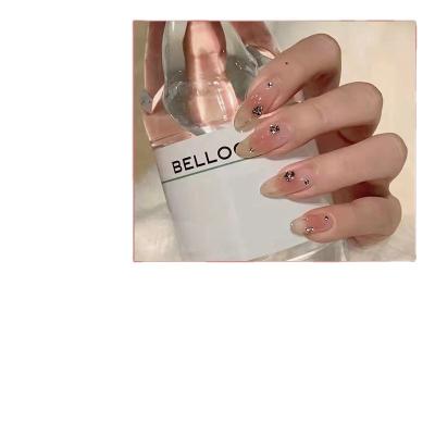 China Design pink long star small diamond fakenail stick on ballet nail fakenail for sale