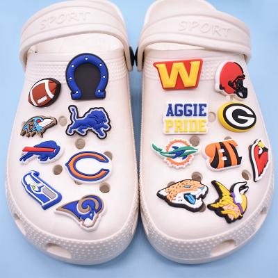 China Washable Famous Sports Football Teams Logos Chokes Rubber Sandals Shoe Charms Fit For Wristbands for sale