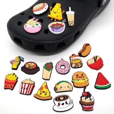 China New Custom Designer Washable Clog Pieces Food Charms For Shoe Charm Accessory On Women Sandal Shoes Decoration for sale