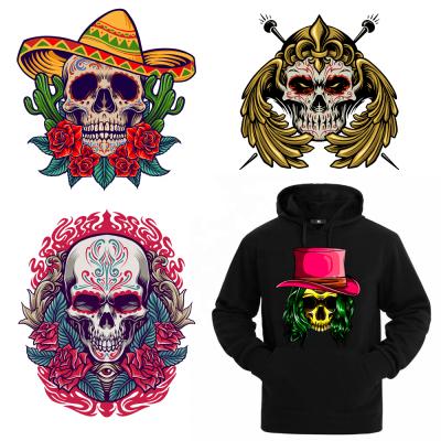 China MOQ 10pcs Good Quality Garment Custom Heat Transfers Sticker For T Shirt Newly Skull Heat Transfer Ready Designs for sale