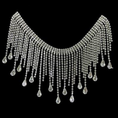 China Flatback Bling Rhinestone Blouse Collar Neck Designs Rhinestone Cup Chain Belts For Garment Acccesories for sale