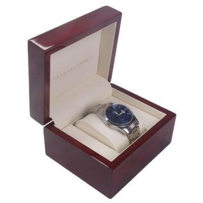 China Wholesale Luxury Classic Elegant Vintage High Gloss Stain Paint Simple Wooden Throw Watch Box With Pillow for sale